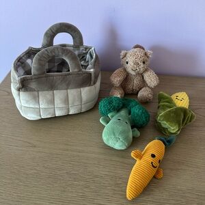 Plush Toy Set with Storage Basket